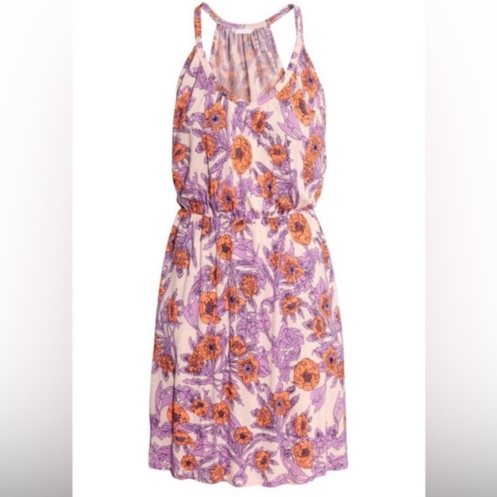 H&M orange and purple spaghetti striped dress